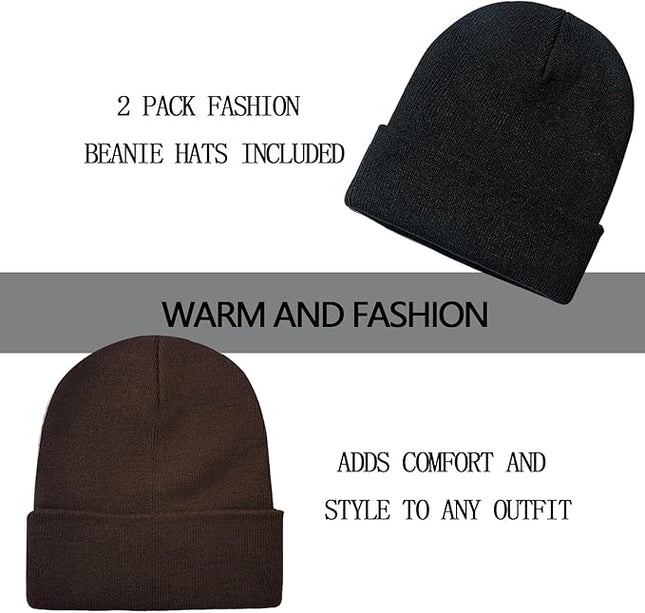 ZOORON 1&2 Pack Beanie for Men Women Slouchy Beanie Hats Winter Knit Caps Soft Ski Hat Unisex