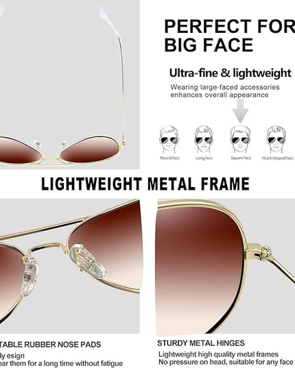 Joopin Polarized Metal Aviation Sunglasses Men, Classic Military Sun Glasses Women, Rectangle Shades UV400 Protection Costume