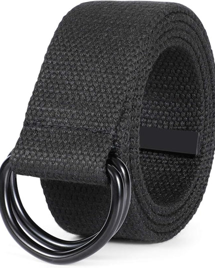 JASGOOD Men Canvas Belt Web Fabric Casual Belt with Black Double D-ring 1 1/2" Wide Set of 2