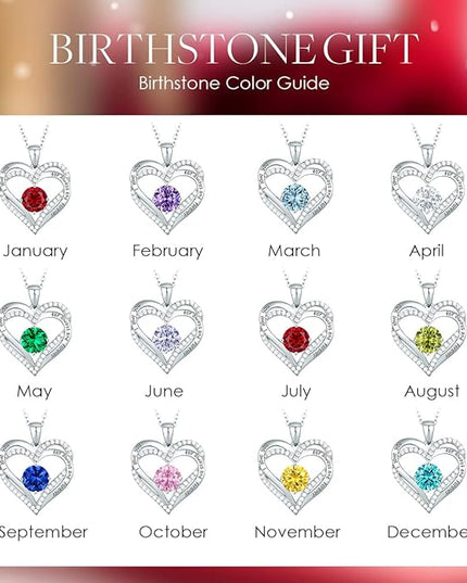 CDE Forever Love Heart Necklaces for Women, Wedding Anniversary, Birthday Mothers Day Christmas Day Gifts for Mom, Mother, Wife, friend, S925 Silver Jewelry with Birthstone Pendant