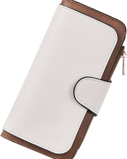 CLUCI Wallet For Women PU Leather RFID Blocking Womens Wallet Bifold Card Holder with ID Window Gifts for Women Birthday | RFID Blocking, Designer, Trifold, Card Holder, ID Window