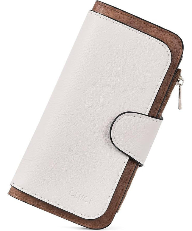 CLUCI Wallet For Women PU Leather RFID Blocking Womens Wallet Bifold Card Holder with ID Window Gifts for Women Birthday | RFID Blocking, Designer, Trifold, Card Holder, ID Window