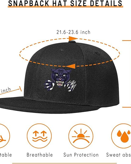 Skull Finger Flat Bill Hats for Men Black Mens Snapback Hat Baseball Cap Fitted Hat Rock N Roll Skeleton Hand Snap Backpack
