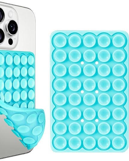 1 Pack Silicone Suction Cup Phone Case Mount Double Sided, Hands-Free Strong Grip Holder for Selfies and Videos, Silicon Phone Stand Sticky for iPhone and Android Sky Blue