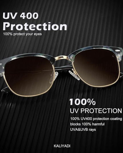 KALIYADI Polarized Sunglasses for Men and Women Semi-Rimless Frame Driving Sun glasses UV Blocking