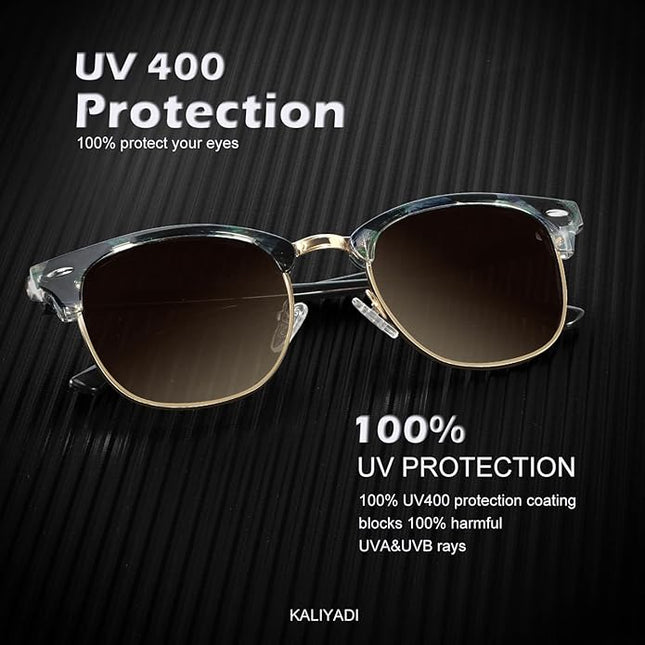 KALIYADI Polarized Sunglasses for Men and Women Semi-Rimless Frame Driving Sun glasses UV Blocking