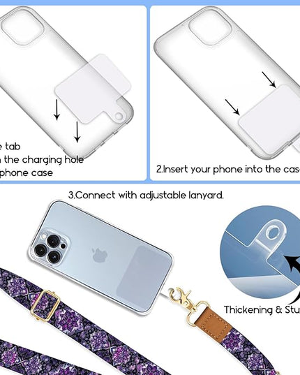 Phone Lanyard Crossbody Strap, Boho Bohemian Cell Phone Lanyards for around the Neck Wristlet Wrist Strap Adjustable for Key Case ID Badges Accessories Travel Essentials