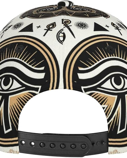 Unisex Fashion Ancient Egypt Eye Baseball Cap Snapback, Adjustable Funny Trucker Hat for Daily Wear Black