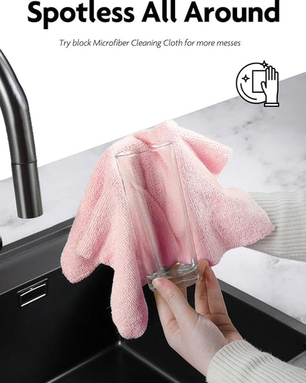 Fantasticlean Microfiber Cleaning Cloth Roll -60 Pack, Tear Away Microfiber Towels, 12" x 12", Reusable, Washable, Scratch Free, Ultra Absorbent Dishcloth for All-Around Cleaning (Pink & Lavender)