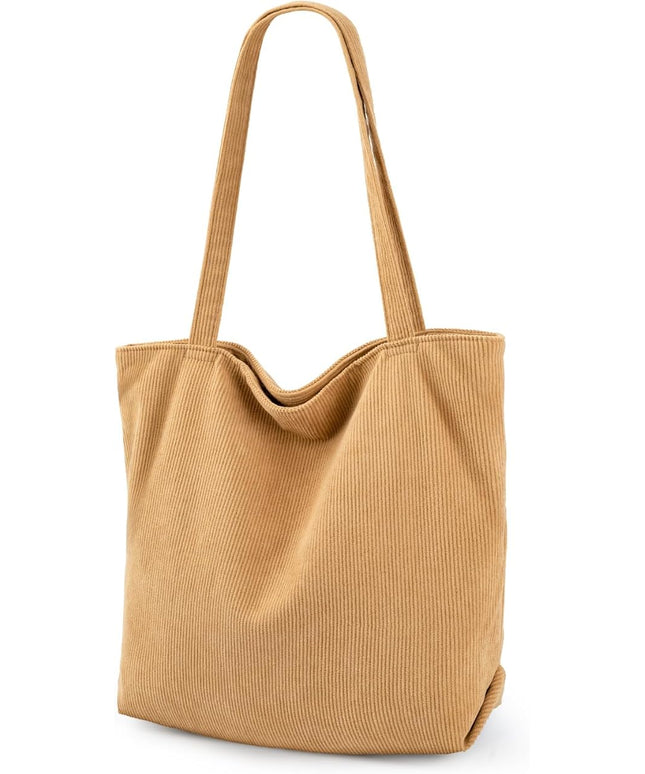Iioscre Corduroy Tote Bag for Women,Hobo HandBags with Zipper,Large Capacity Casual Shoulder Handbags with Inner Pockets