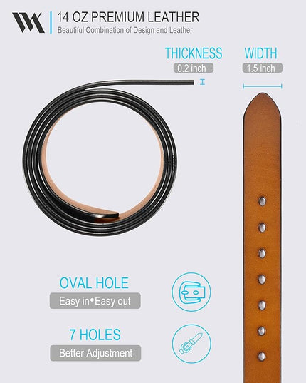 WOLFANT Thicken Full Grain Heavy Duty Belts for Men,100% Italian Real Solid Leather