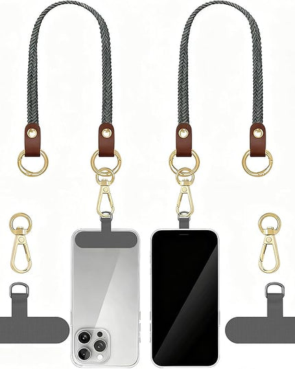 Stretchy Phone Lanyard Tether, 2 Pack Phone Leash Anti-theft Phone Strap for Anti-drop Outdoor Hiking Cycling Climbing Universal for Most Cell Phones, Space Gray