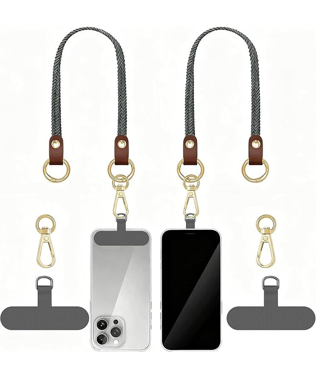 Stretchy Phone Lanyard Tether, 2 Pack Phone Leash Anti-theft Phone Strap for Anti-drop Outdoor Hiking Cycling Climbing Universal for Most Cell Phones, Space Gray