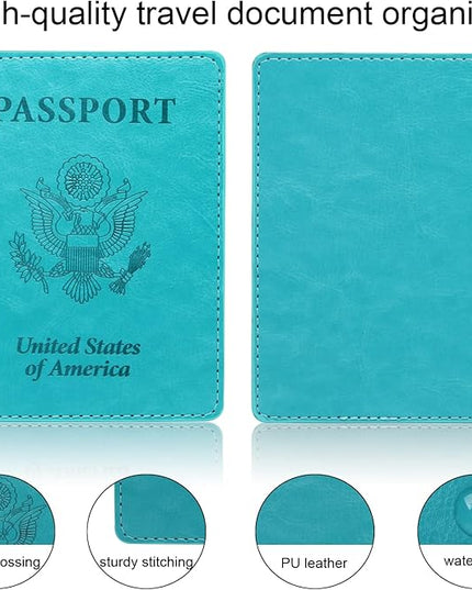 Turquoise & Pink Passport Holder, Cruise Essentials Passport Wallet Cover Case for Family Women Men, Travel Must Haves Passports Book Protector | Cruise Essentials, for Family, Travel Must Haves
