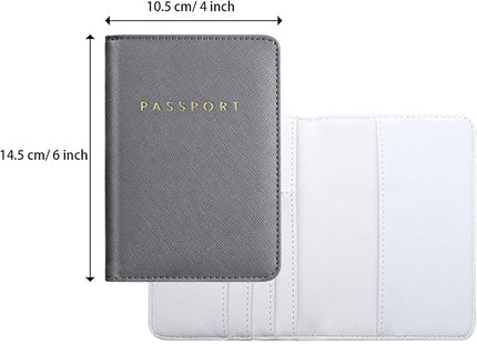 Weewooday 2 Set Mr and Mrs Passport Covers Holder and Luggage Tags Cute Leather Wallets Holder Travel Luggage Tags for Women Men Gift(White, Gray)