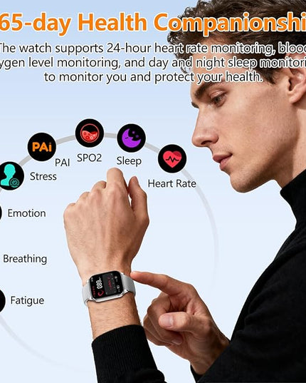 Smart Watch for Women Men with Text and Call, 2025 New AI Smartwatches with Heart Rate/SpO2/Sleep/Stress Monitor, 100+ Sports Modes, GPS Fitness Watches Compatible with iOS/Android (Map, Silver)