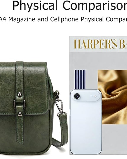 myfriday Vintage Crossbody Phone Bag for Women, Small PU Leather Shoulder Purse and Handbag with Tassel&Rivet Decoration
