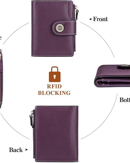 FALAN MULE Small Wallet for Women Leather Bifold Compact Small Womens Wallet with RFID Blocking