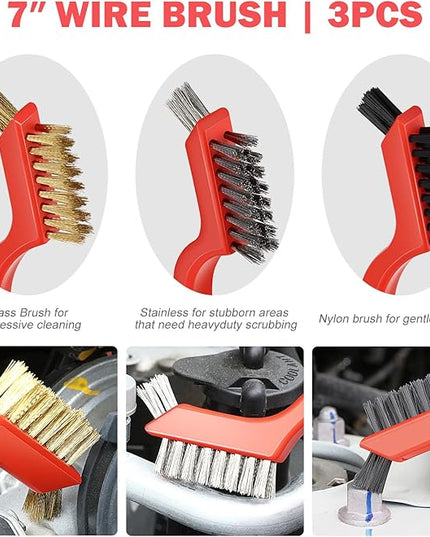 DNA Motoring 25pcs Car Detailing Brush Set, Car Detailing Kit, Interior Kit with Drill Brush Set, Windshield Cleaning Tool, Professional Car Care kit for Interior & Exterior, Wheel, TOOLS-00278-A