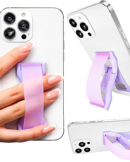 LOVEHANDLE PRO Premium Phone Grip - Silicone Phone Strap - Magnetic Phone Mount and Kickstand for Smartphone and Tablet - Lavender Glow Silicone