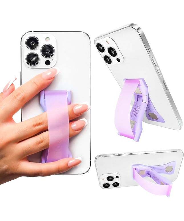 LOVEHANDLE PRO Premium Phone Grip - Silicone Phone Strap - Magnetic Phone Mount and Kickstand for Smartphone and Tablet - Lavender Glow Silicone