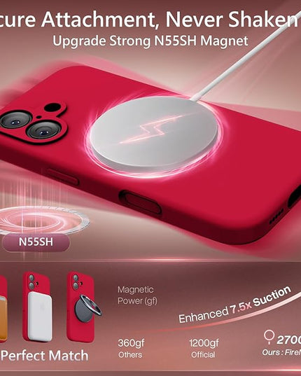 FireNova Magnetic for iPhone 17 Case, Compatible with MagSafe, [Integrated Silicone Camera Control Button] [Camera Protection] Anti-Scratch Microfiber Lining Phone Case, 6.3", Deep Red