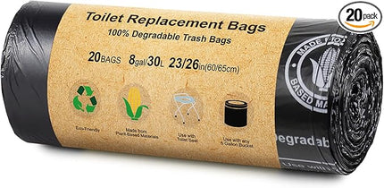 BLIKA Portable Toilet Bags for Camping, 20 Count Toilet Replacement Bags, 8 Gallon, 30 Liter, Heavy Duty 1 Mil, Camping Toilet Bags for Travel, Toilet Waste Bags