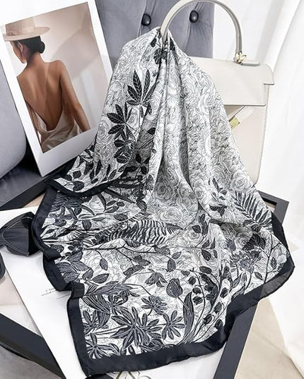 MINIDORA Satin Scarves for Women 27.5 × 27.5 inches Medium Square Elegant Silk Feeling Head Scarf