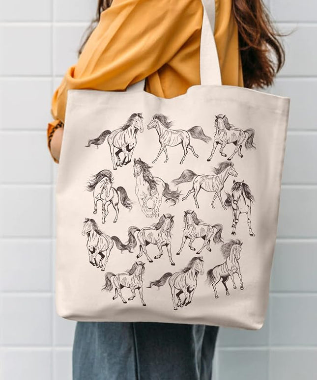 AUSVKAI Canvas Tote Bag Aesthetic for Women, Cute Reusable Cloth Cotton Bags for Shopping Beach Grocery