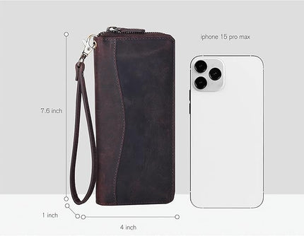Oak Leathers Brown Leather Wallet for Women - RFID Womens Wallet Clutch with 8 Credit Card Holder, Coin Pocket
