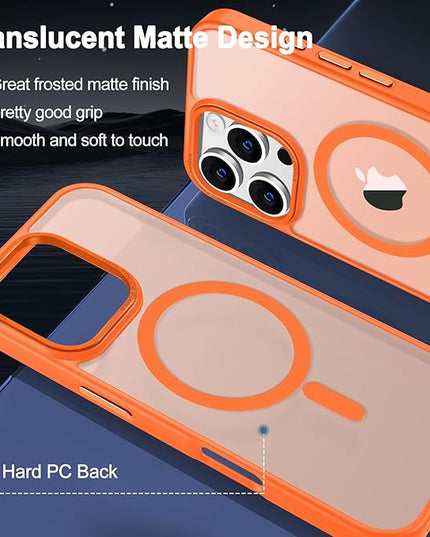 Hython Case for iPhone 16 Pro Max Case Magnetic Translucent Matte Phone Cases 6.9" [Compatible with MagSafe] Thin Slim Fit Shockproof Bumper Hard Protective Cover for Women Men Girls, Frosted Orange