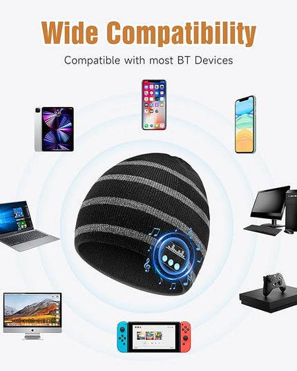 Bluetooth Beanie for Men Women, HD Stereo Sound Beanie with Headphones, Unique Tech Gifts for Men Husband Him Teen