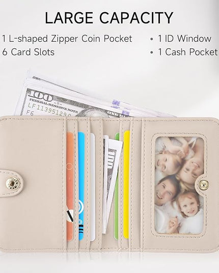 KITEVIUN Small RFID Wallet Women Ultra Thin Slim Womens Wallet Mini Compact Bifold Pocket Ladies Wallets for Women LIGHT PINK