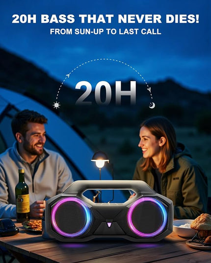 Bluetooth Speaker 80W(Peak)Loud with Bass, 20H Playtime, IPX7 Waterproof, RGB Lights, TWS, Large Portable Wireless Speakers for Outdoor, Home, Party, Pool, Beach, Tailgating, Gym, Work, Gifts (Black)