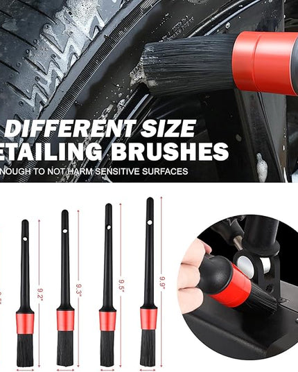 DNA Motoring 25pcs Car Detailing Brush Set, Car Detailing Kit, Interior Kit with Drill Brush Set, Windshield Cleaning Tool, Professional Car Care kit for Interior & Exterior, Wheel, TOOLS-00278-A