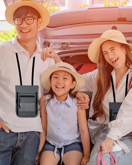 sundee Travel Neck Wallet with Double Zippers, RFID Blocking Passport Holder with Adjustable Neck Strap for Men and Women to Keep Cash, Credit Cards and Travel Documents Safe - Light Gray