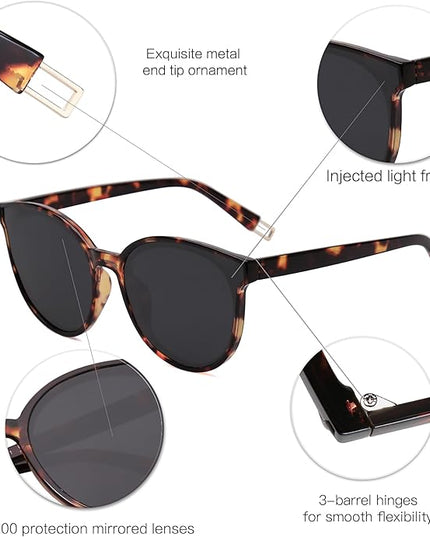 SOJOS Fashion Round Sunglasses for Women Men Oversized Vintage Shades SJ2057