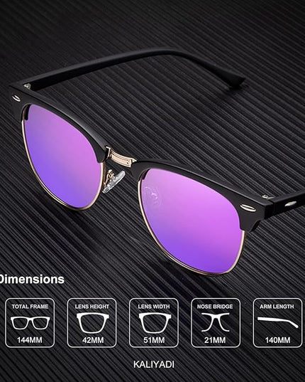 KALIYADI Polarized Sunglasses for Men and Women Semi-Rimless Frame Driving Sun glasses UV Blocking