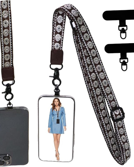 Adjustable Lanyard for Phone, Camera, Name Tags, ID card, Keychain and Wristlet Straps with 2 phone pads(Black)