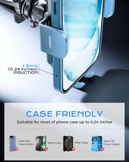 CHGeek 15W Fast Charging Auto Clamping Car Charger Phone Mount Phone Holder (Cyan)