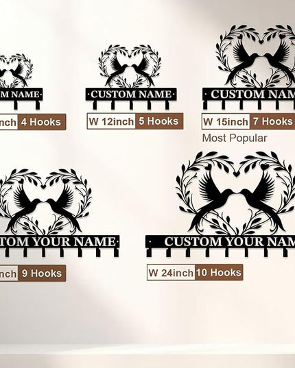 peanut case Customized Keys Holder - Personalized Birds Flower Key Hooks Wall Metal Sign Decor,Wall Holder, Garden,Door Hook (Style E)