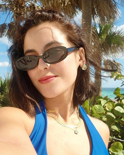 90s Sunglasses for Women Men Retro Small Oval Sunglasses