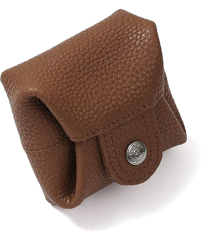 Cockatoo Genuine Leather Coin Pouch Change Holder, Mini Snap Pocket Wallet for Men Women (Brown, Large)