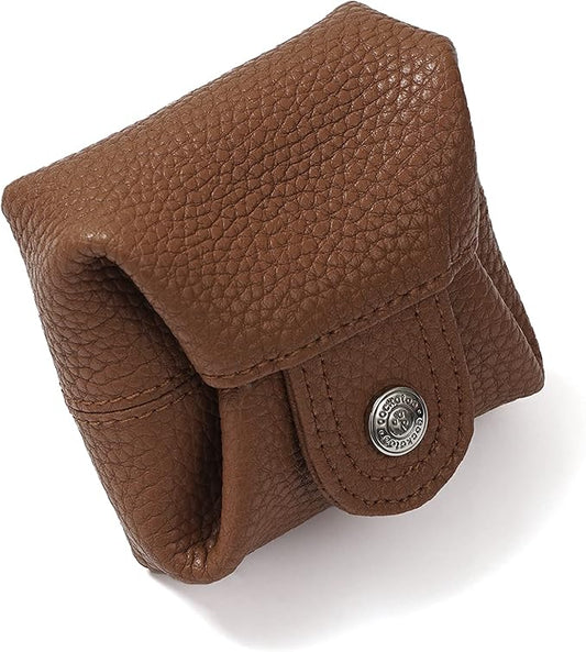 Cockatoo Genuine Leather Coin Pouch Change Holder, Mini Snap Pocket Wallet for Men Women (Brown, Large)