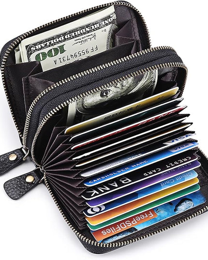 GOIACII Small Genuine Leather Wallet for Women, RFID Blocking Credit Card Holder Wallet