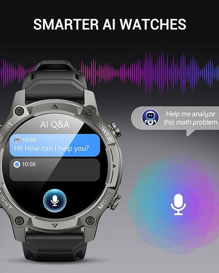 2026 AI Smart Watch with Standalone GPS & Offline Maps, 5ATM Waterproof, 1.43" AMOLED, 21-Day Battery, 178 Sports Modes, Compass, Heart Rate/SpO2/Stress/Sleep Monitor, for Android iOS Men Women Black