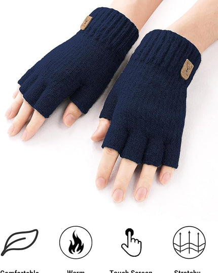 Fingerless Gloves Half Finger Winter Warm Knitted Gloves Working Running Biking Driving for Men and Women