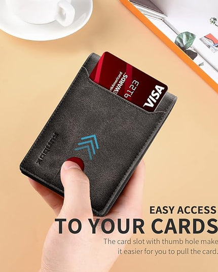 RUNBOX Wallet for Men Slim 11 Credit Card Holder Slots Leather RFID Blocking Small Thin Men's Wallet Bifold Minimalist Front Pocket Large Capacity Gift Box