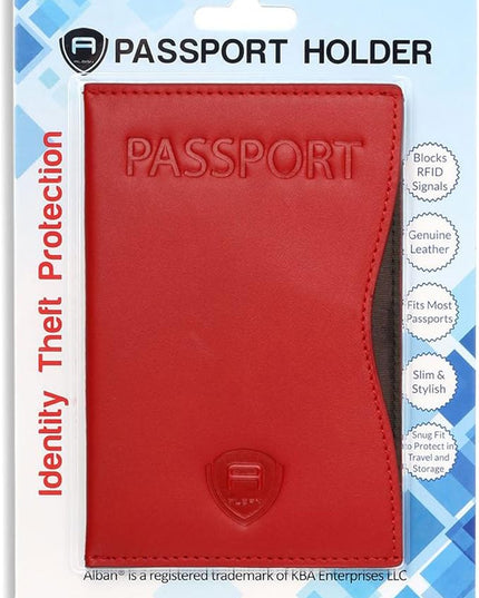 Alban RFID Passport Holder Women Men RFID Blocking Travel Passport Wallet Case Genuine Leather Passport Cover porta pasaporte