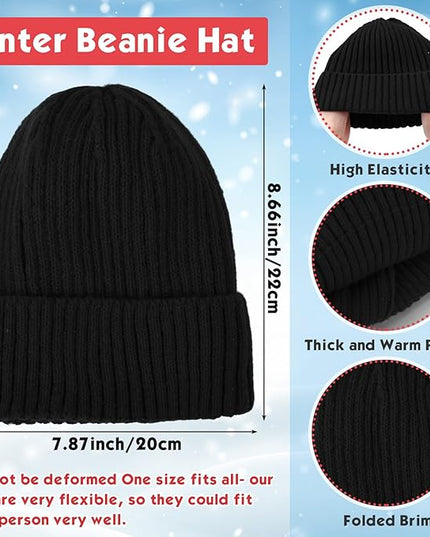 Chicingyou Winter Hats and Gloves Beanies Set Bulk Adults Women Men Unisex Knit Beanie Thermal Gloves for Homeless Gifts